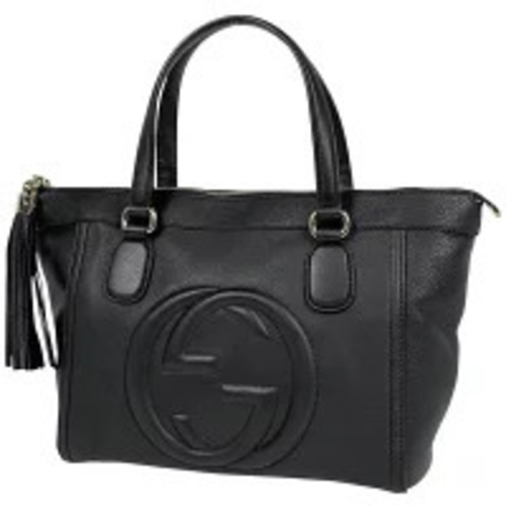 Gucci Soho Tote Bag Handbag Leather Black